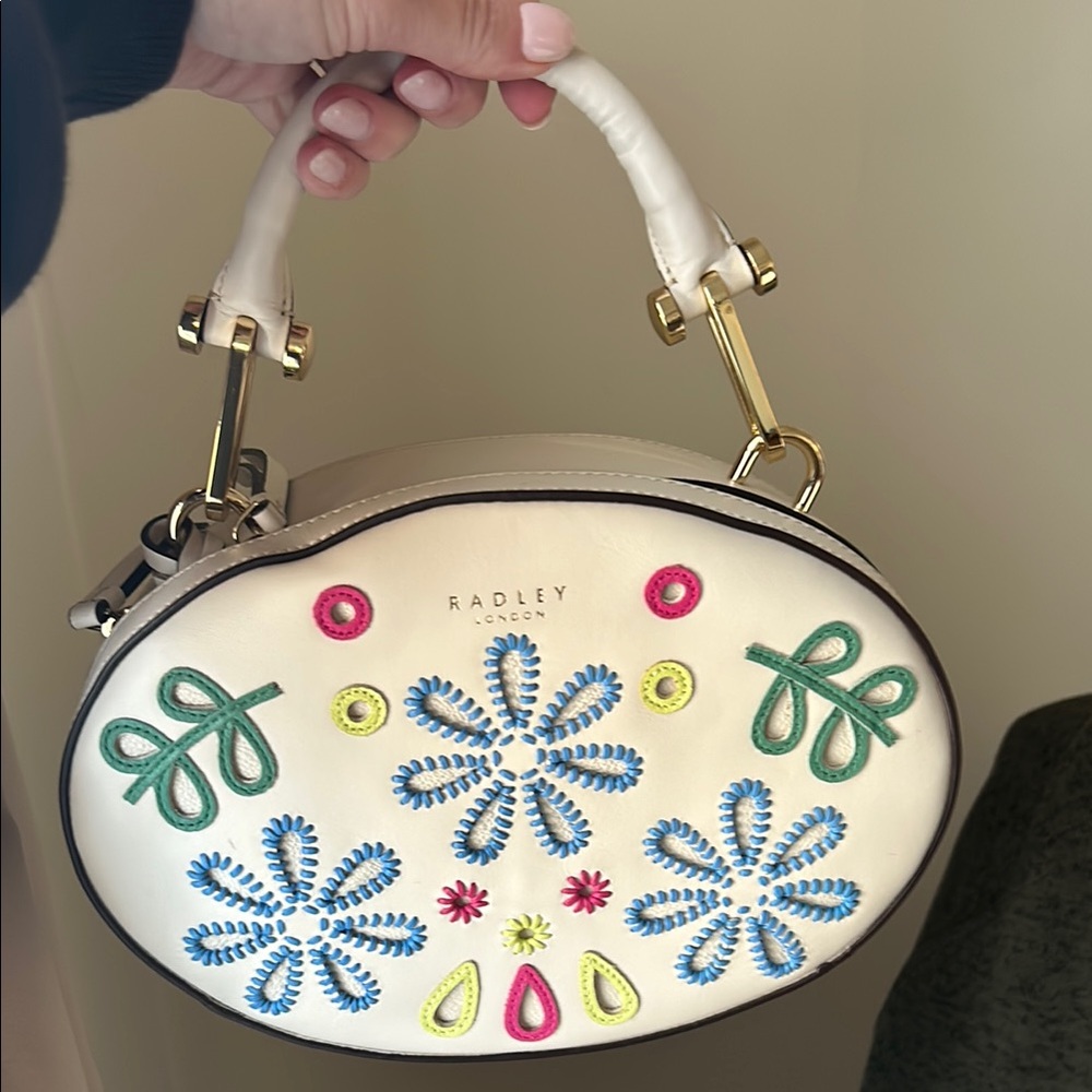 NWT Radley London Cream Floral Embroidered Bag